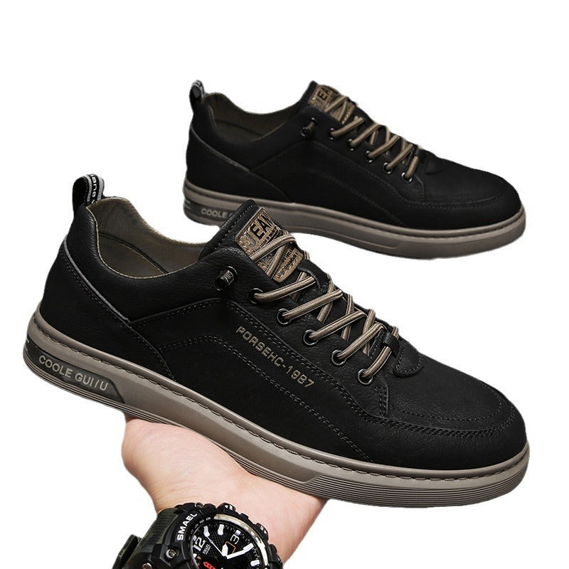 Damen Leder Sneaker Bequem Atmungsaktiv Schuhe Schwarz