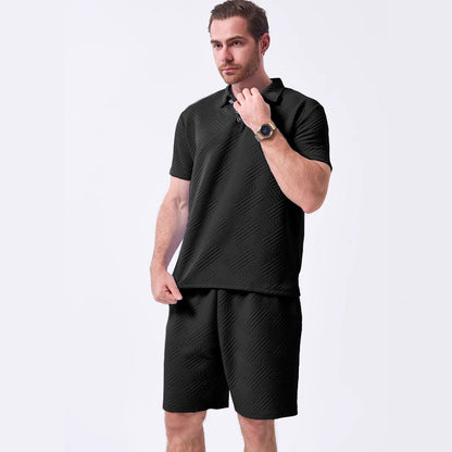 Herren Sportset mit Struktur Oberteil und Shorts - BerlinGlamour