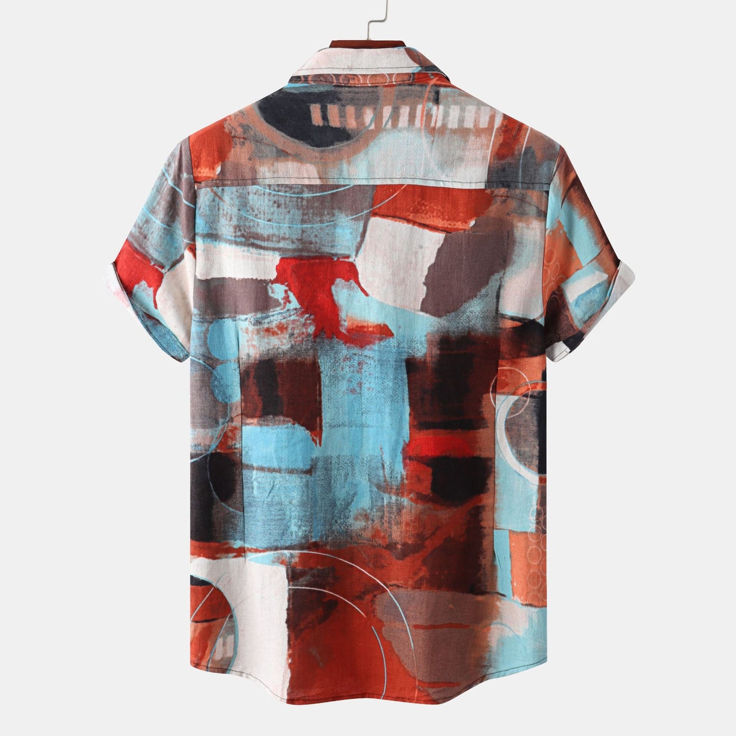Herren Kurzarmhemd Modernes Abstract Design Schwarz