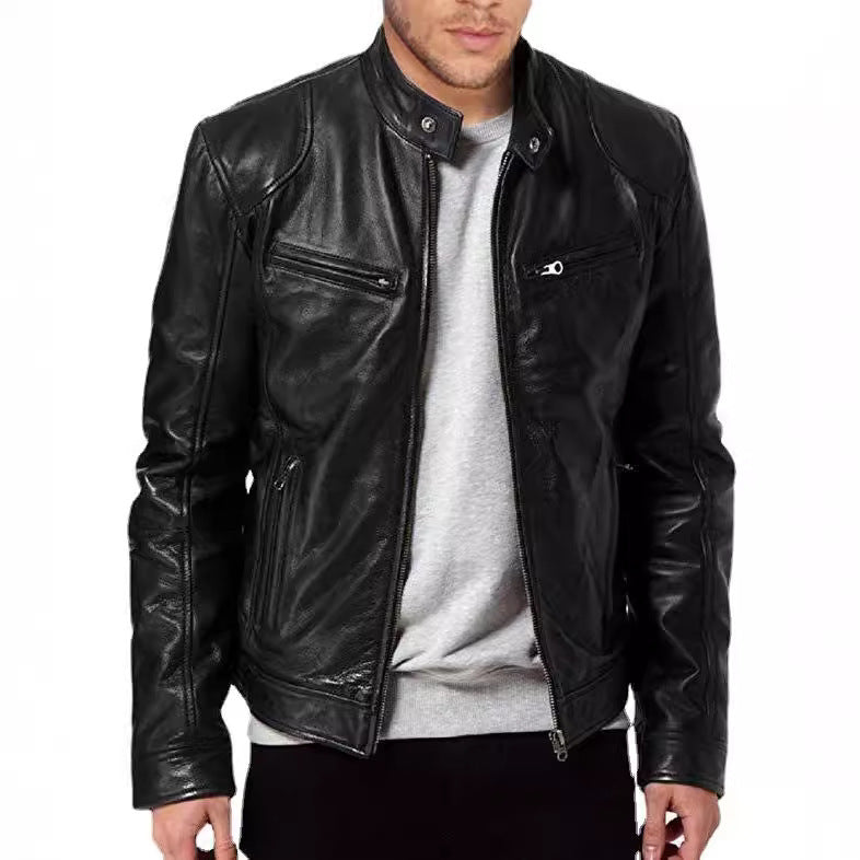 Herren Lederjacke Modern mit Steppdetails und Taschen - BerlinGlamour
