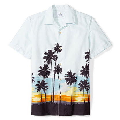 Herren Hemd Kurzarm Hawaii-Design Blumenmuster Modern