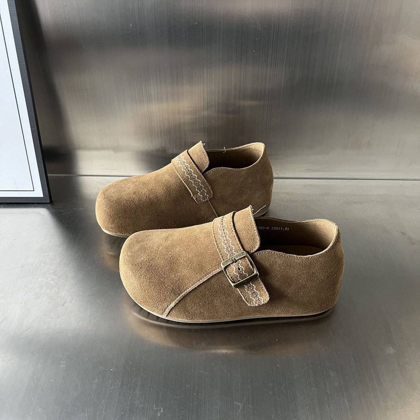 Damen Clogs Wildleder Bequem Verstellbarer Riemen