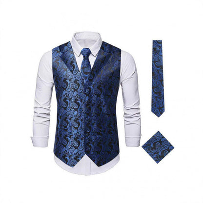 Elegante Herrenweste Paisley Muster Modern Schwarz - BerlinGlamour