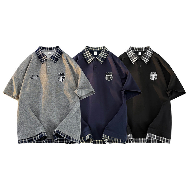 Herren Polohemd Modern Karierter Kragen Sportlich - BerlinGlamour