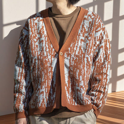 Herren Strickcardigan Modern mit V-Ausschnitt und Muster