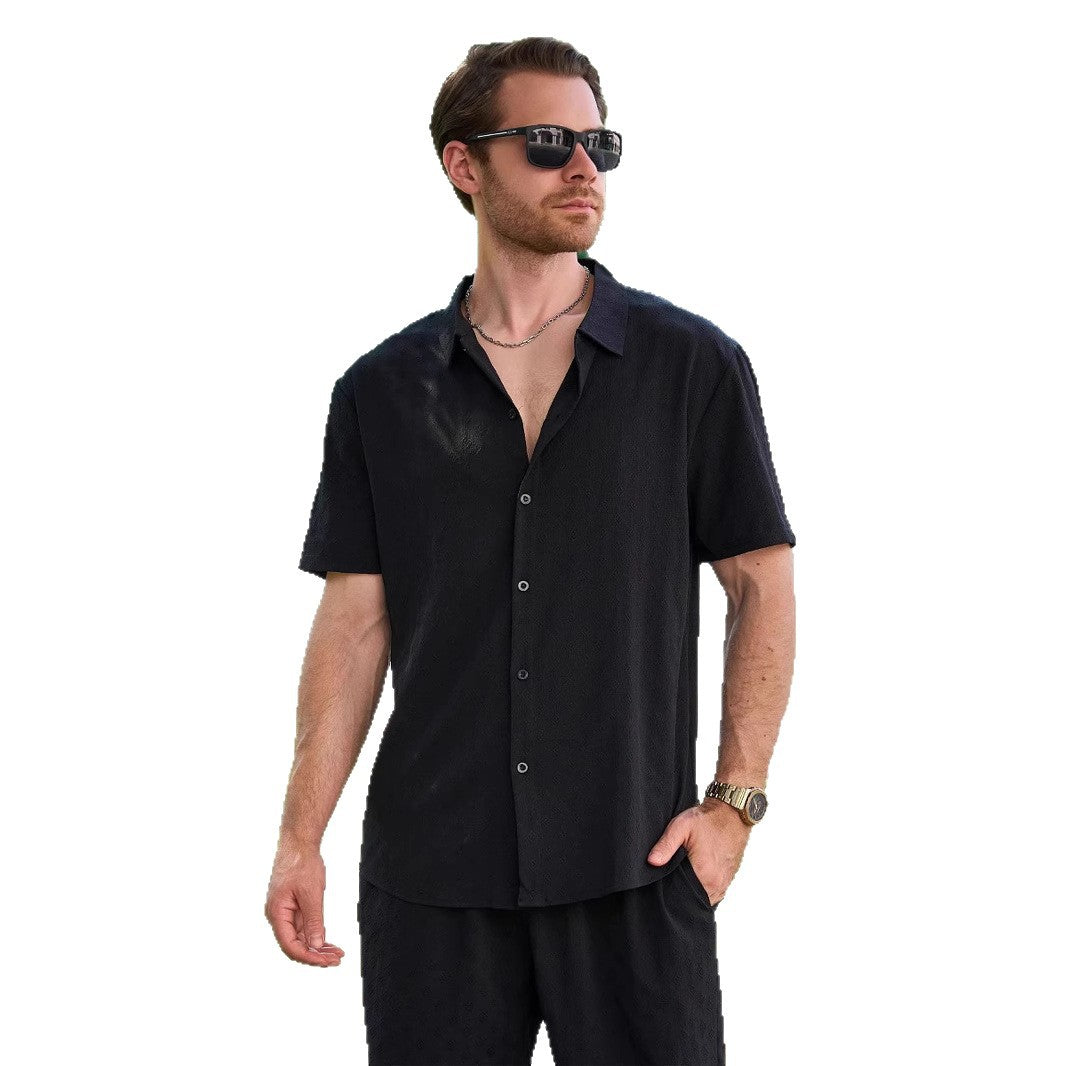 Herren Kurzarmhemd Modern mit Struktur Optik Zeitlos