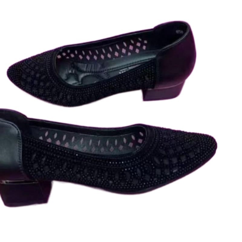 Damen Ballerinas mit Strass und Komfortabsatz Elegant