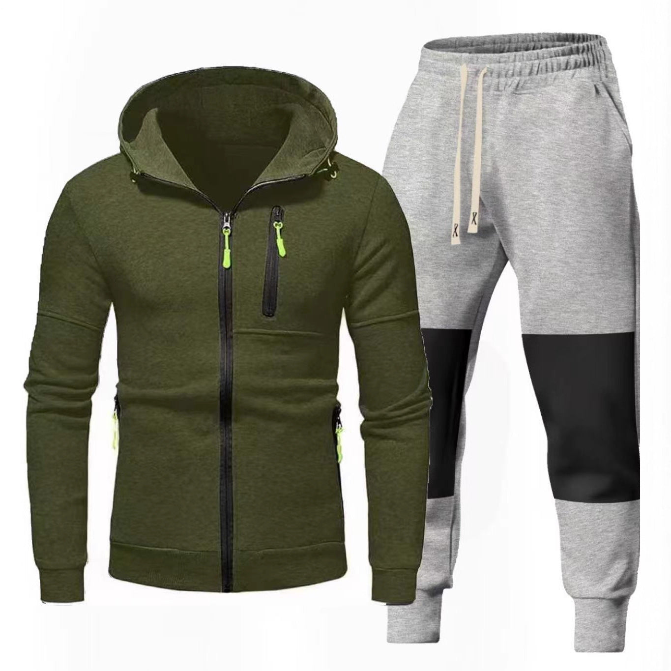 Herren Sportset Hoodie Jogginghose mit Reißverschlusstaschen