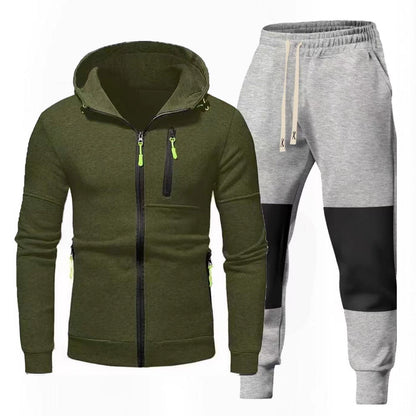 Herren Sportset Hoodie Jogginghose mit Reißverschlusstaschen