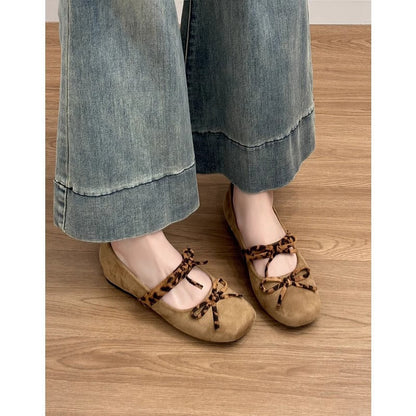 Damen Ballerinas Leopardenmuster Weich ledersoft