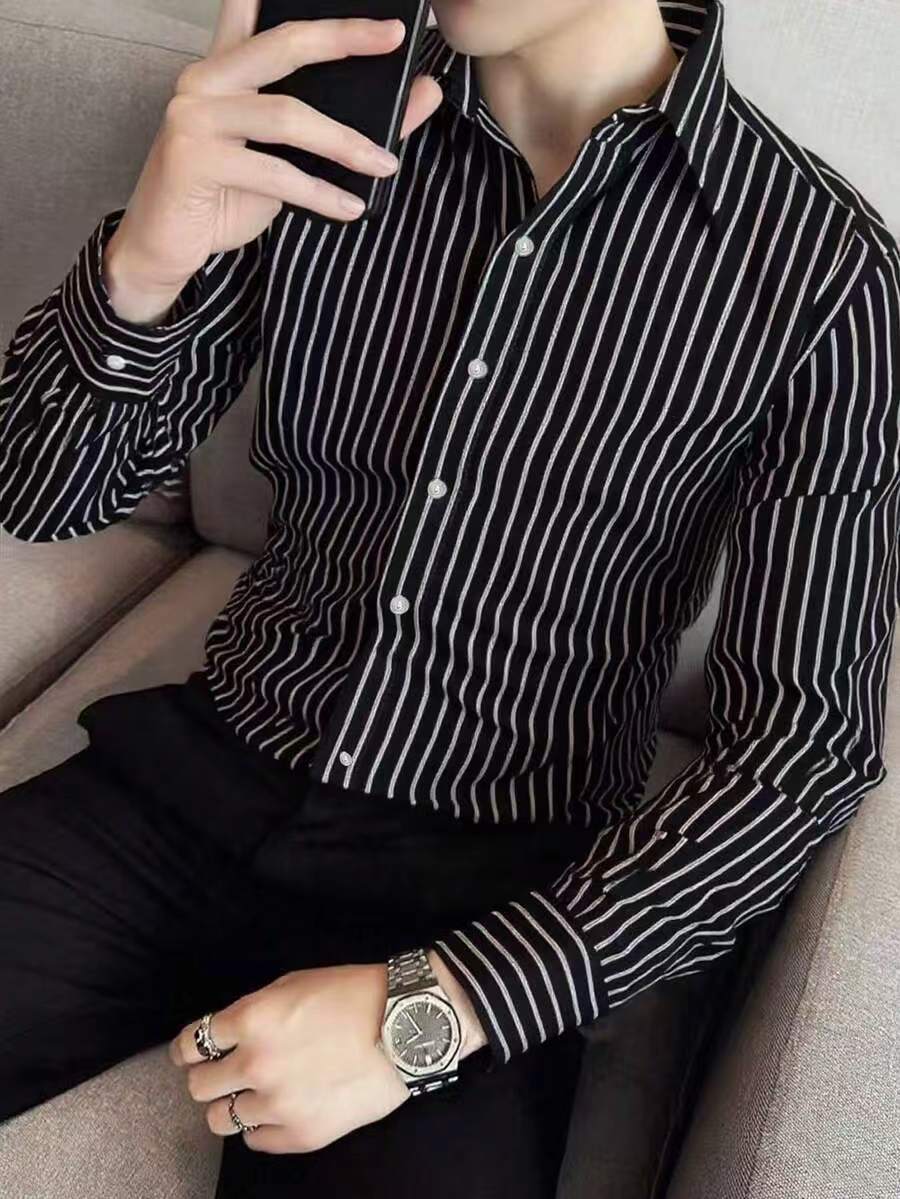 Herren Hemd Slim Fit Streifenmuster Modern