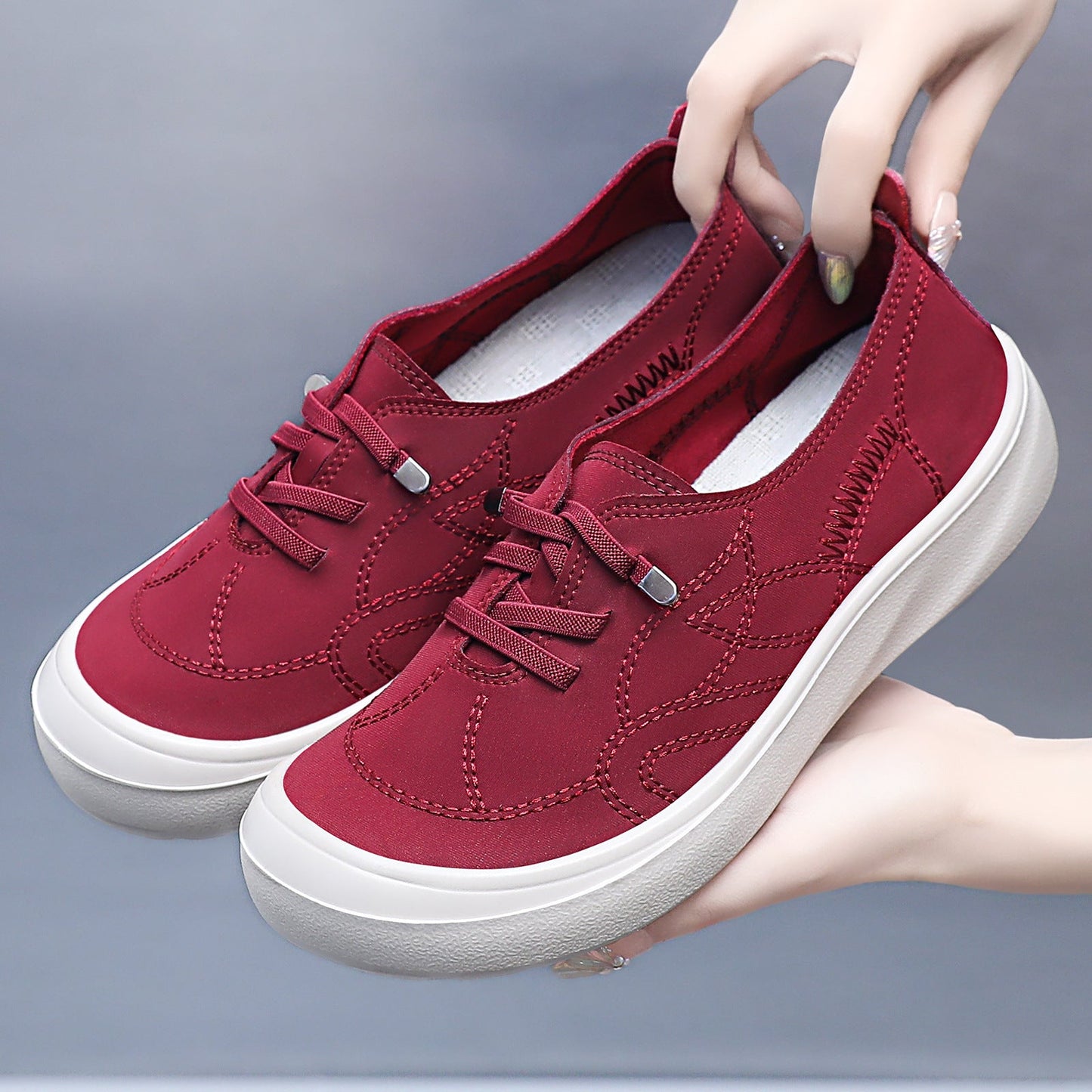 Damen Sneaker Leicht Atmungsaktiv Elastisch Schnürsenkel Sport - BerlinGlamour