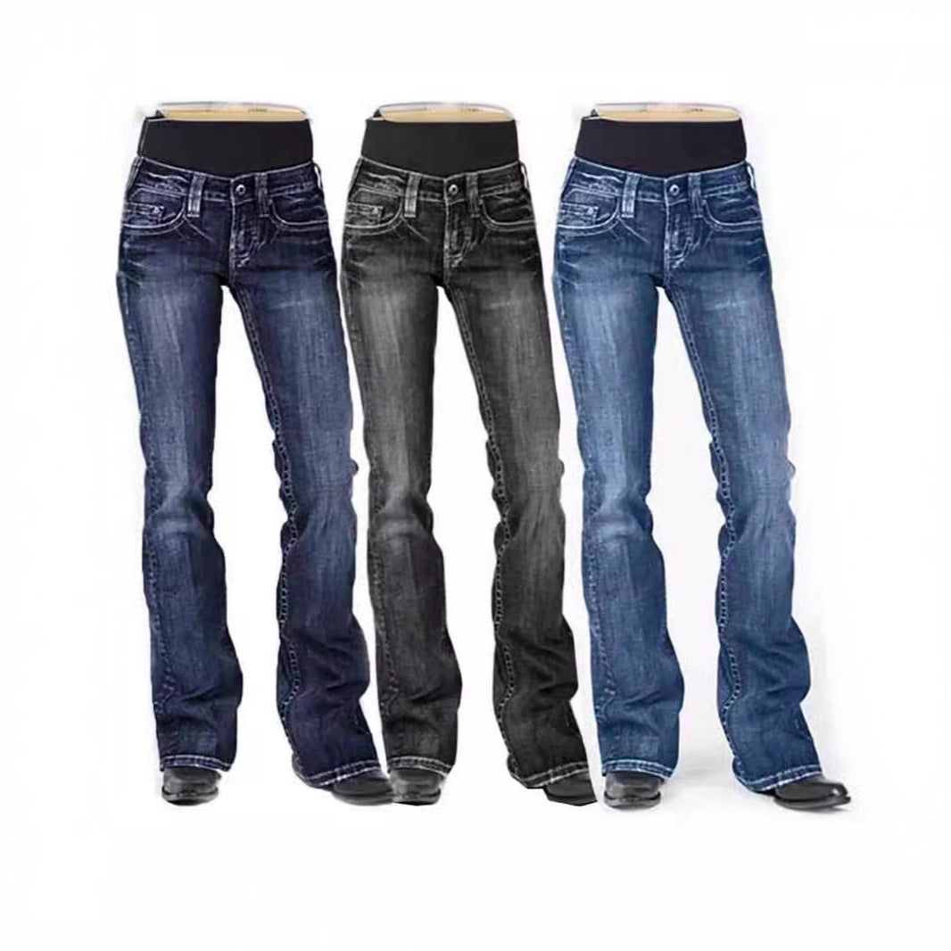 Damen Jeans Bootcut High Waist Elegant Slim Fit - BerlinGlamour
