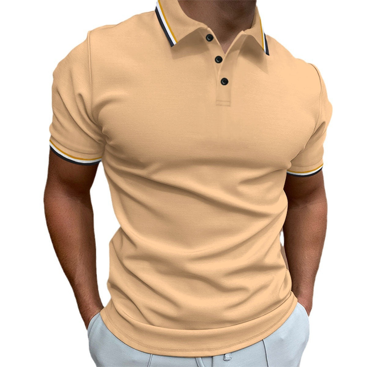 Herren Poloshirt Modern Kontrastkragen Atmungsaktiv