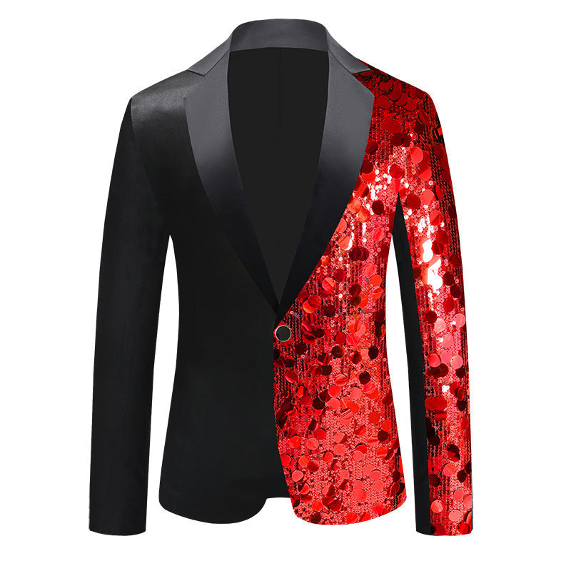 Herren Sakko Pailletten Modern Glamour Schwarz