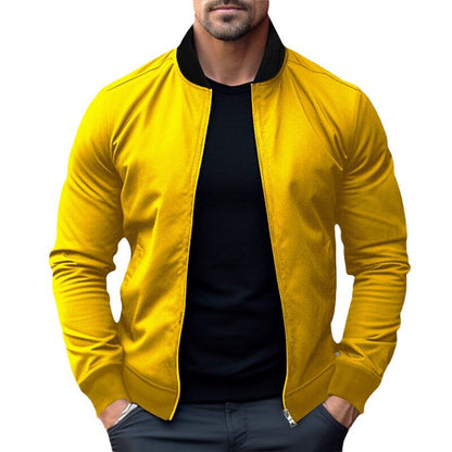 Herren Bomberjacke Modern Elastisch Mit Strukturärmeln