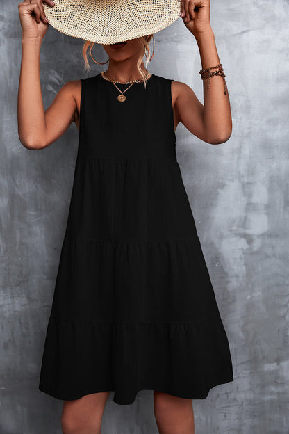 Sommerkleid Damen A-Linie Ärmellos Voluminöser Rock