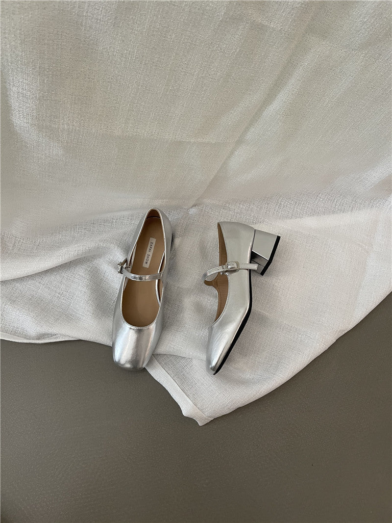 Damen Ballerinas Glänzende Schnalle Elegante Schuhe