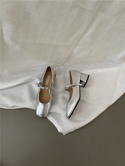 Damen Ballerinas Glänzende Schnalle Elegante Schuhe