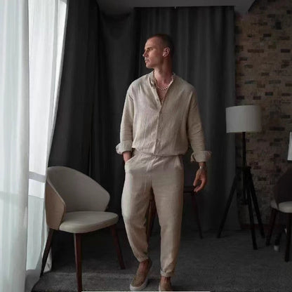 Herren Langarmhemd Elegantes Strukturiertes Design Knöpfe