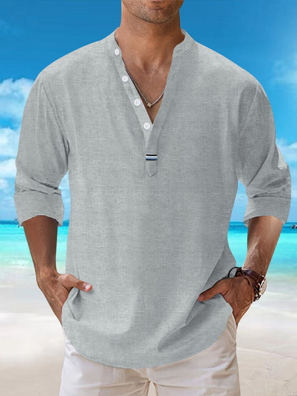 Herren Langarmhemd Modern Slim Fit Knopfleiste