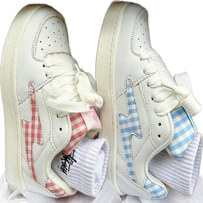 Damen Sneaker Karo Bequem Dämpfung Sport