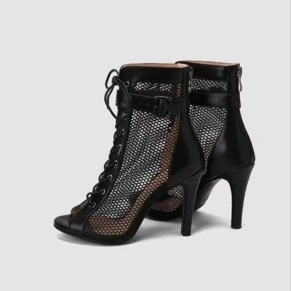 Damenschuhe Schnürstiefeletten Netz Elegant Absatz