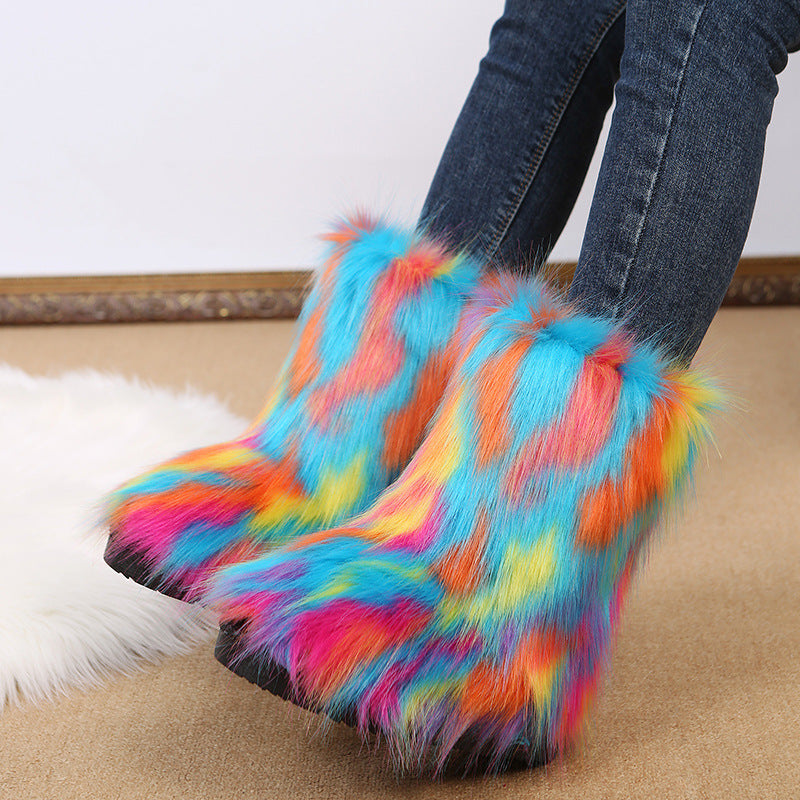Damen Winterstiefel Warm mit Kunstfell-Futter Rutschfest