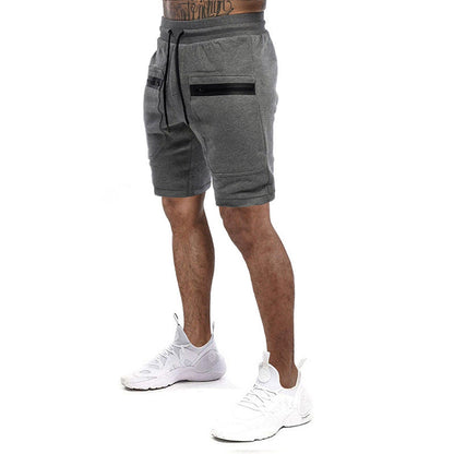 Herren Sport Shorts Verstellbarer Bund Reißverschlusstaschen