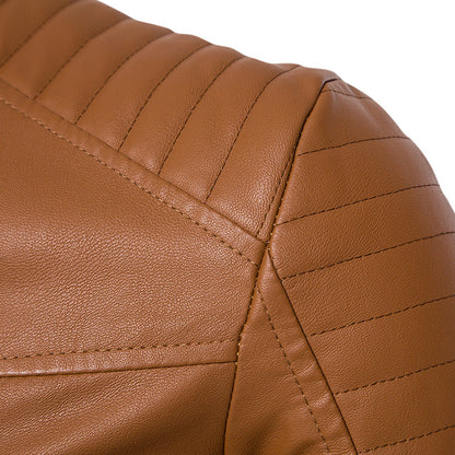 Herren Lederjacke Modisch mit Nieten und Reißverschluss