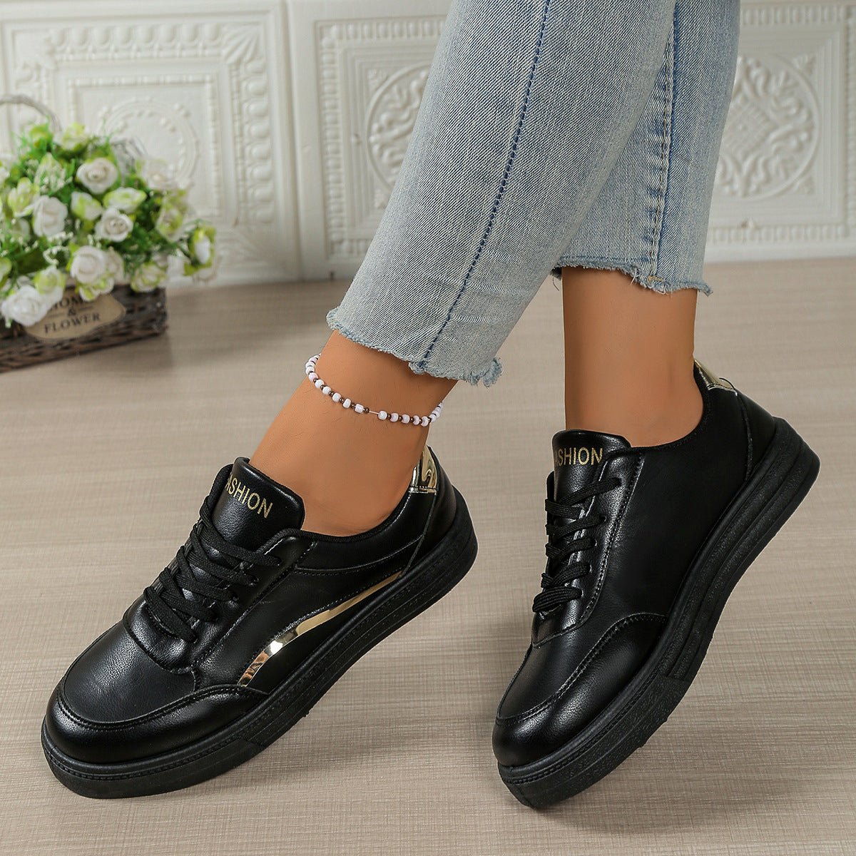 Damen Sneaker Metallisch Glitzernd Heidi Style