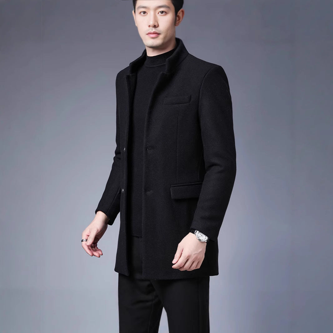 Herren Wollmantel Modern Stehkragen Elegant