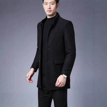 Herren Wollmantel Modern Stehkragen Elegant