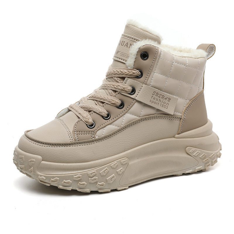 Damen Sneaker Hoch Hohe Sohle Kuschelig Rutschfest - BerlinGlamour