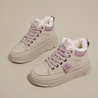 Damen Sneaker High Top Kuschelig Warm mit Profilsohle