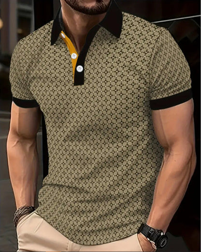 Herren Poloshirt mit Kontrastdetails Modern Strukturiert