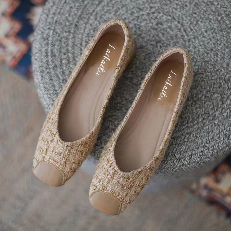 Damen Ballerinas Elegante Tweed Schuhe Komfortabel