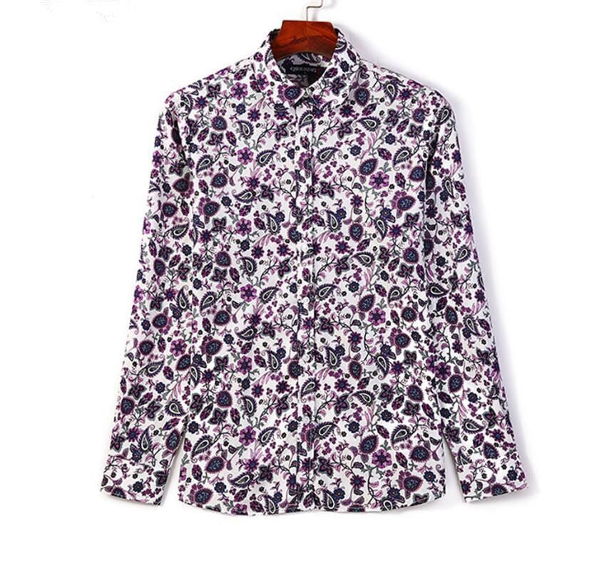Herren Langarmhemd Floral-Design Elegant Modern