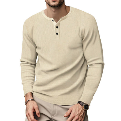 Herren Langarmshirt Elegant Knopfleiste Modern