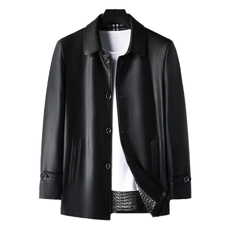 Herren Lederjacke Elegant Schnitt mit Taschen