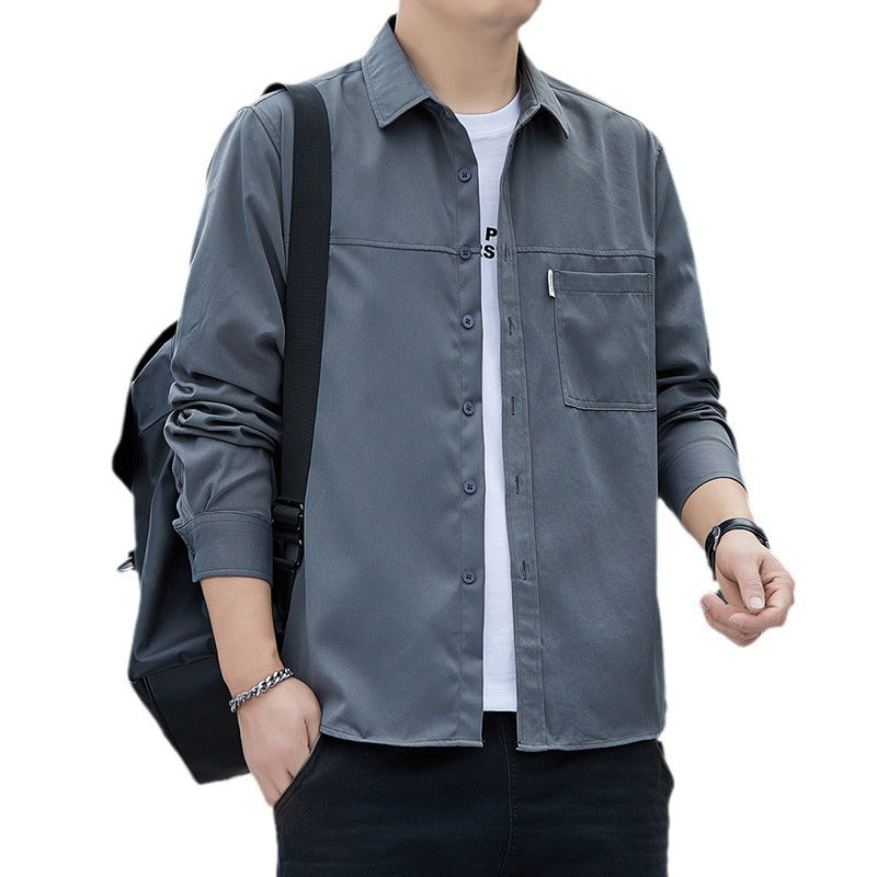 Herren Overshirt Jacke Lässig Mit Taschen Grau