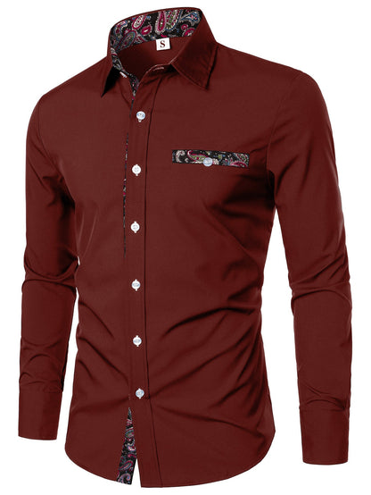 Herren Hemd Langarm Paisley Muster Modern Berlin