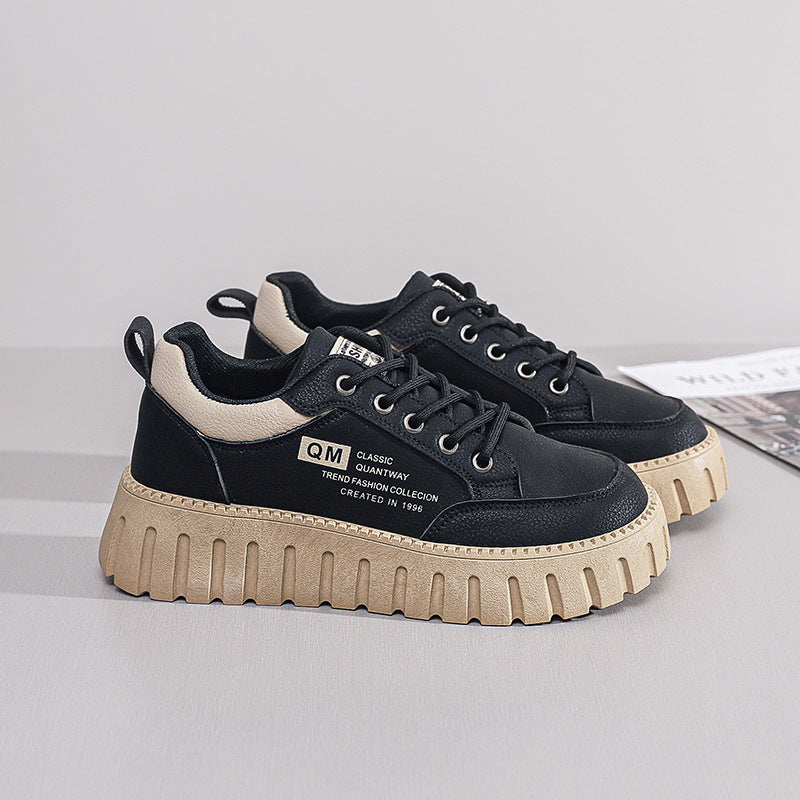Damen Sneaker Plattform atmungsaktiv mit Gummi-Lauffläche