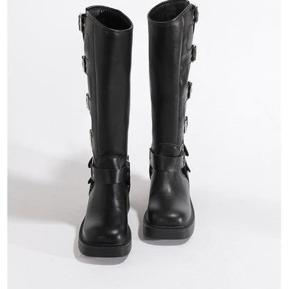 Damen Stiefel Robust Schnallen Verstellbar Wintermodell