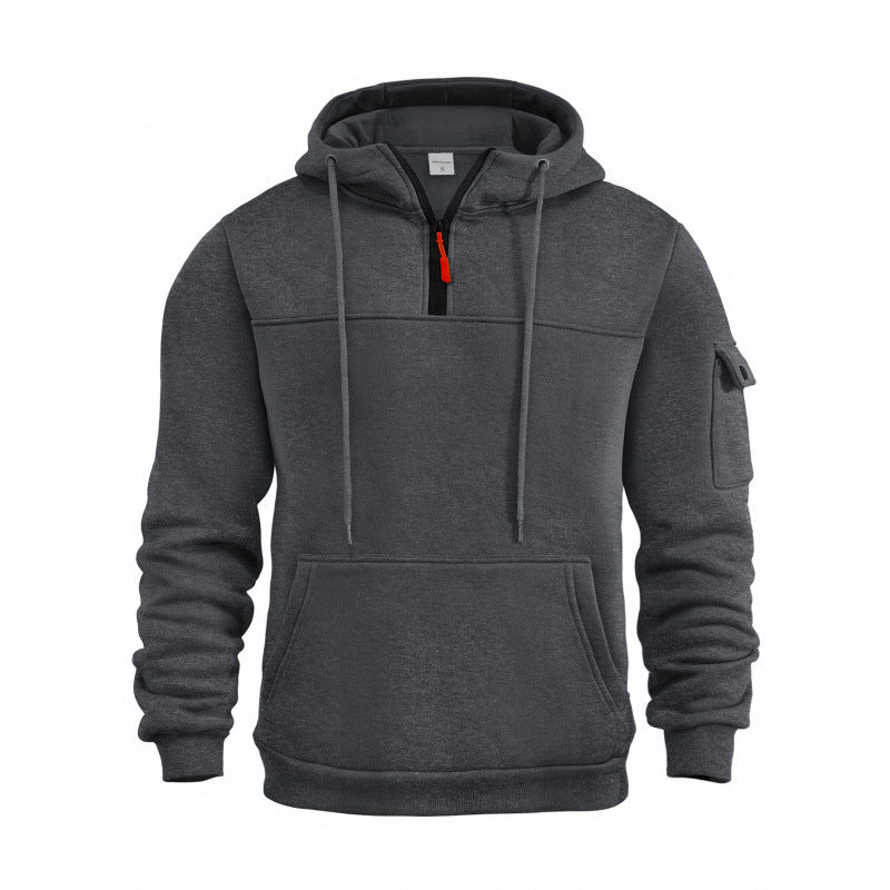 Herren Pullover Kapuzenpullover Funktional mit Taschen Schwarz