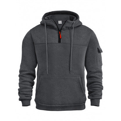 Herren Pullover Kapuzenpullover Funktional mit Taschen Schwarz