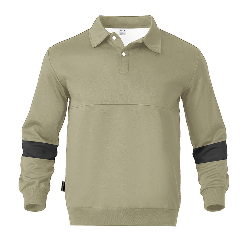 Herren Langarm-Polo Sportlich Modern Kontrastärmel