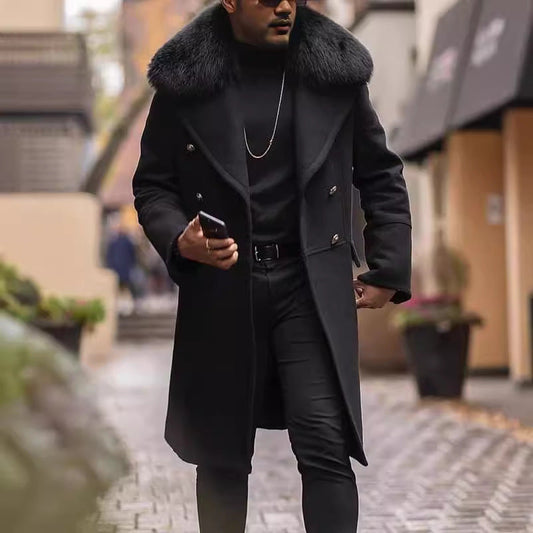 Herren Langmantel Mit Teddykragen Elegante Oberbekleidung - BerlinGlamour