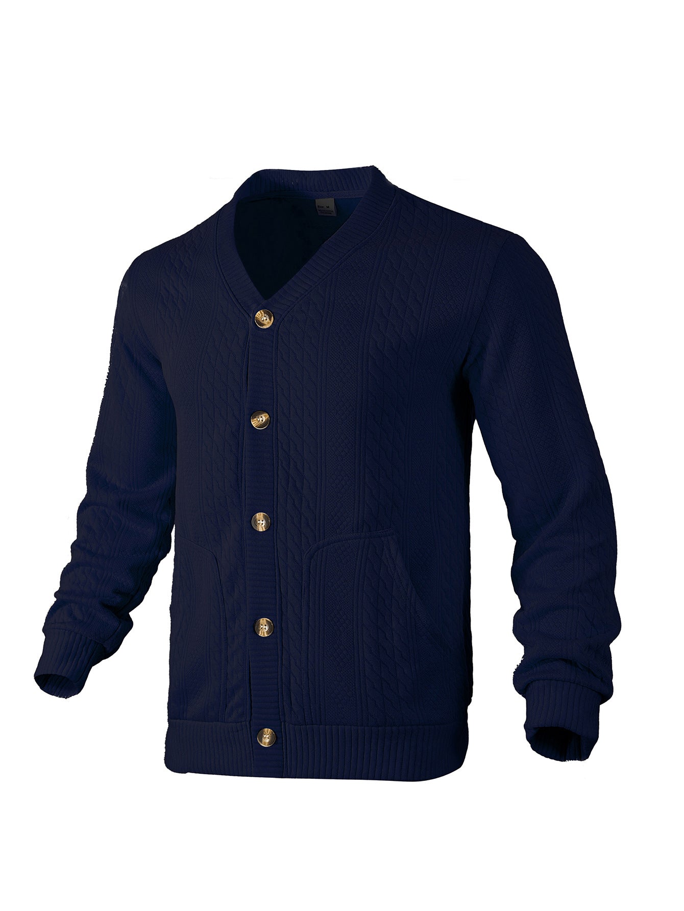 Herren Strickjacke Strukturiert Goldknöpfe Modern