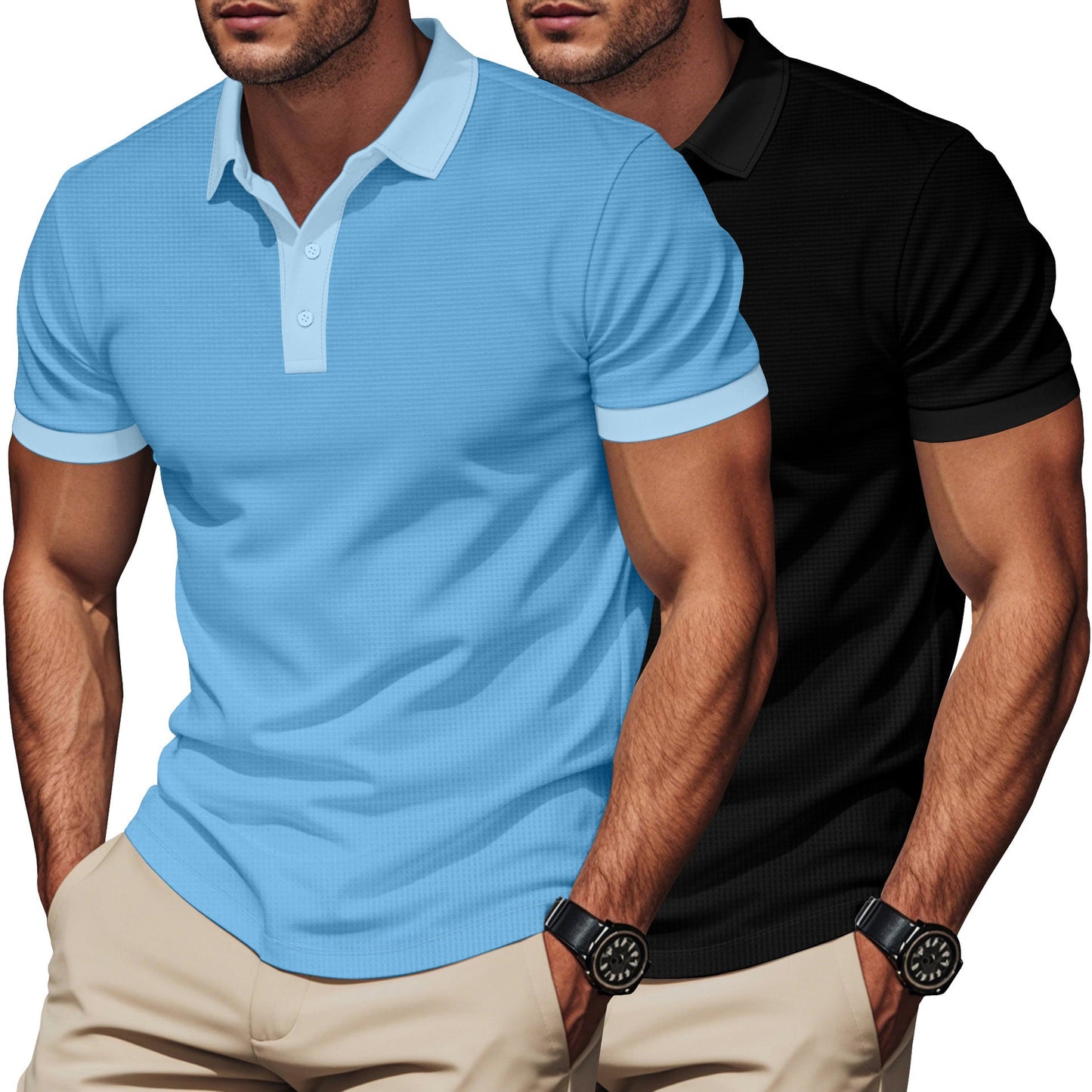 Herren Polohemd Kurzarm Modern mit Strukturkragen Elegantes Design